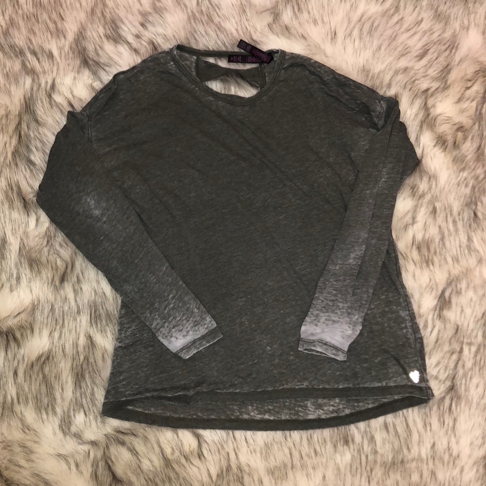 Green distressed long sleeve